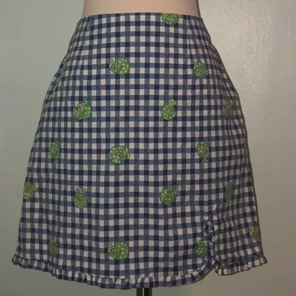 Lilly Pulitzer Blue Gingham Skirt Turtle 8 Ruffle